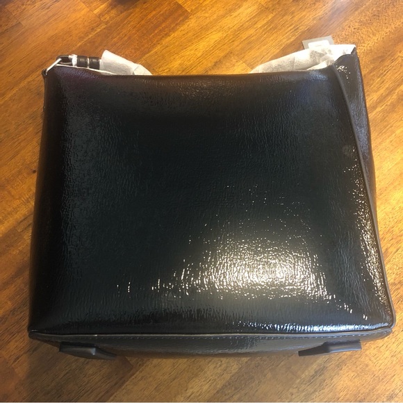 NWT $319 ALLSAINTS Kita Leather Messenger Crossbody Bag in Black Shine! - Picture 9 of 13